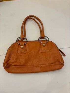 Orange Leather Latico Vintage Double-Handle Satchel Bag